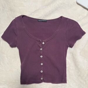 Brandy Melville Plum Button-Up Crop Top